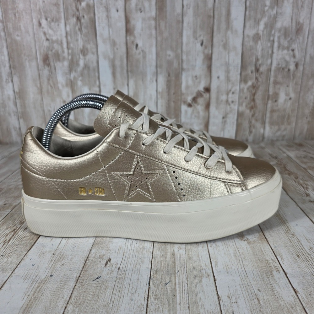 Metallic Gold Platform Sneakers - Women's Casual Fashion